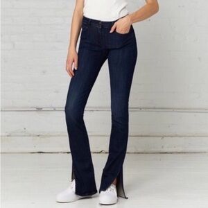 3x1 Dark Indigo Straight Leg Jeans with Front Slit